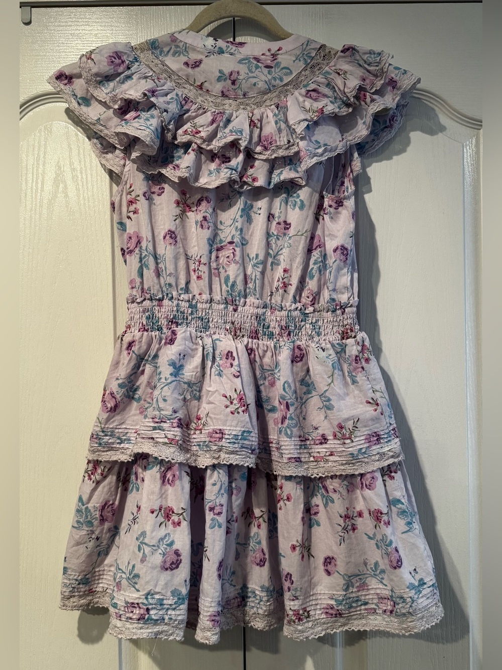 LoveShackFancy x Target Lavender and Blue Floral Lace-Trim Mini Dress - Size S - Picture 5 of 6